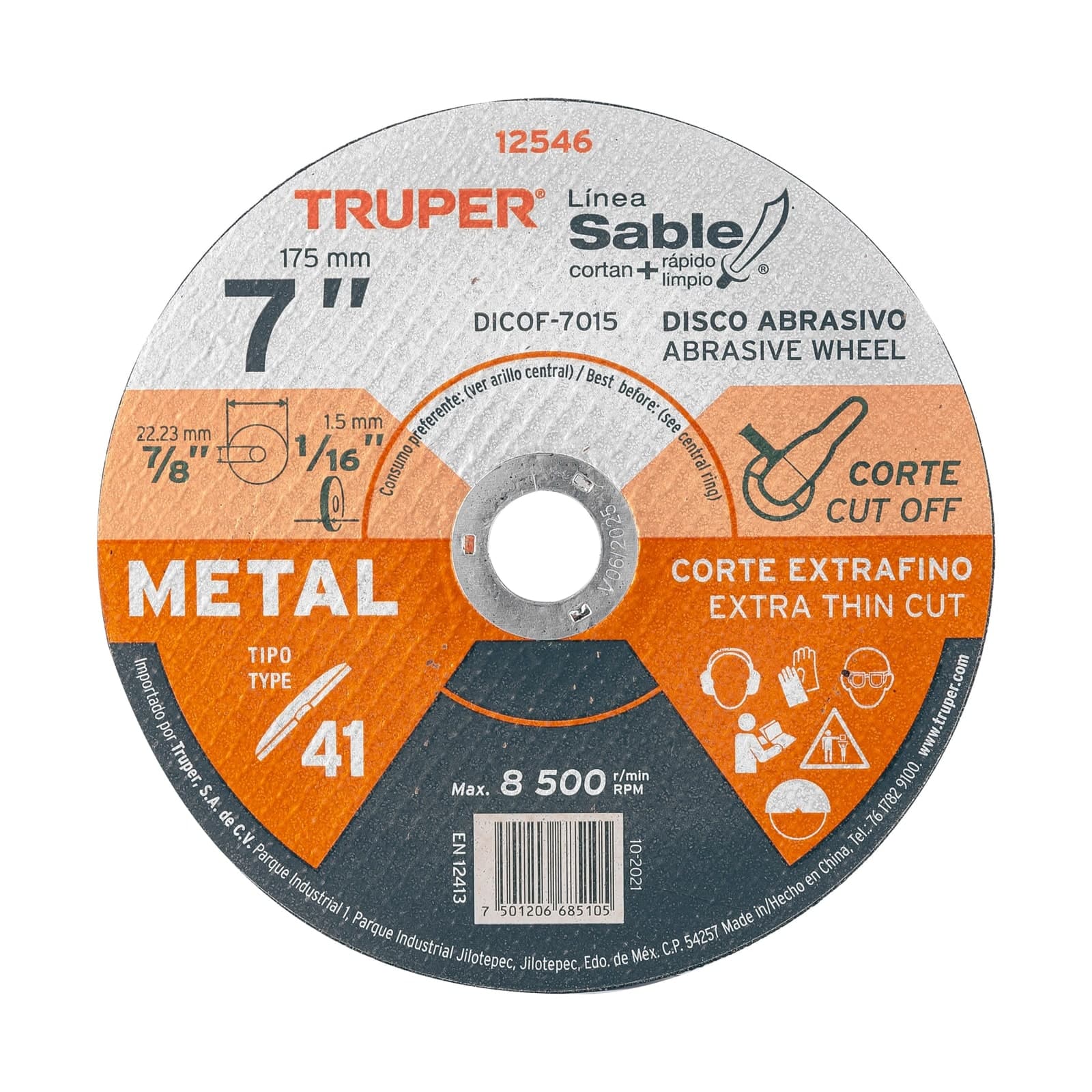 Disco Sable Corte Metal 7 DICOF-7015 Sable Truper