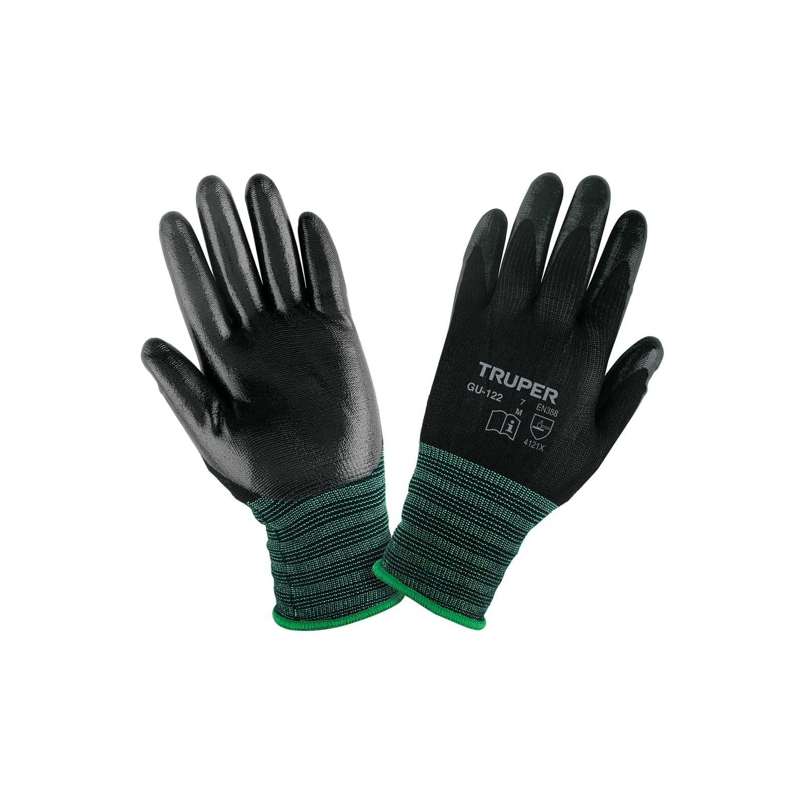 Guantes Nylon Recubiertos C/Nitrilo Medianos GU-122 Truper