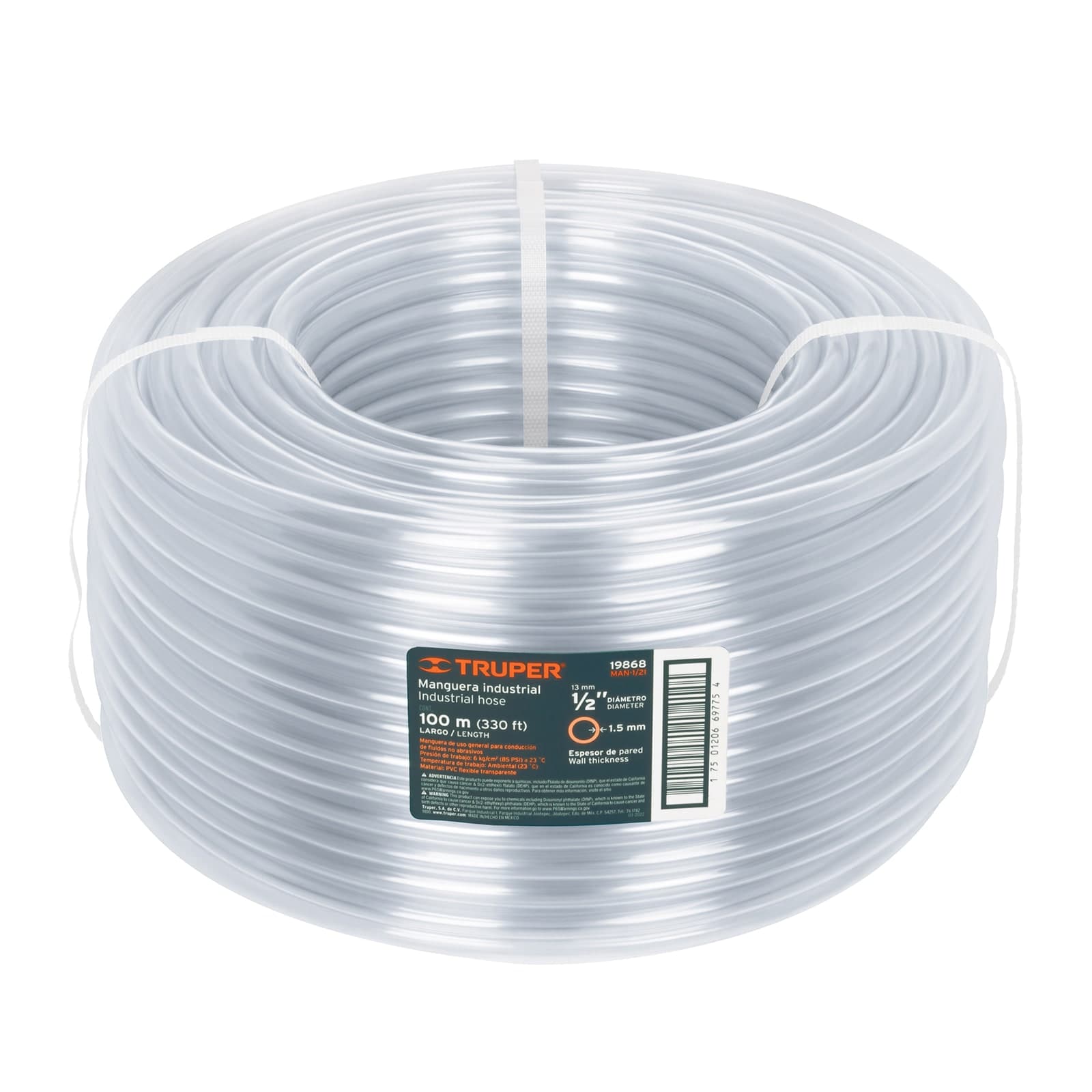 Manguera Industrial Transparente 1/2" x 1 MT MAN-1/2I Truper