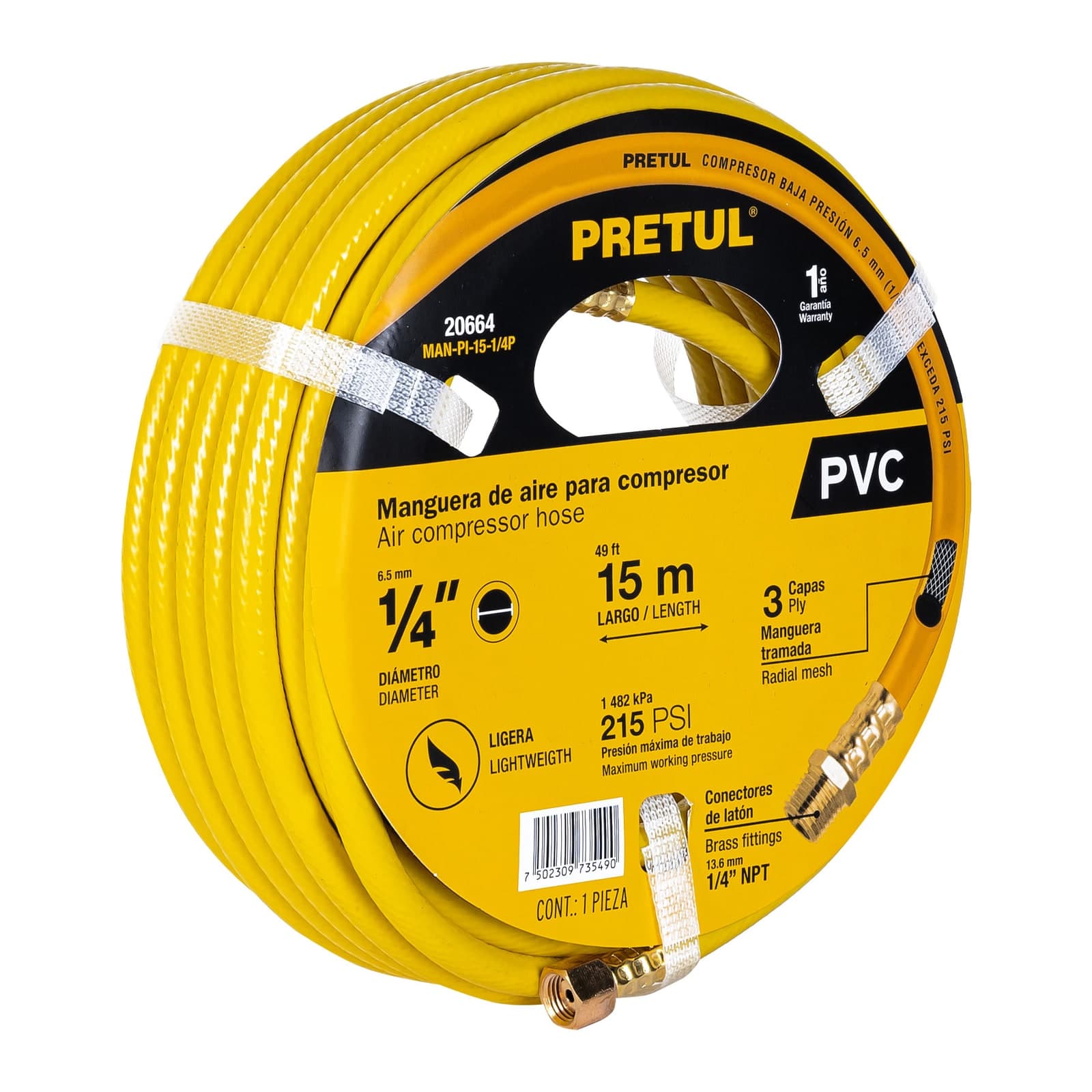 Manguera P/Compresor PVC 1/4 x 15 Mts MAN-PI-15-1/4P Pretul