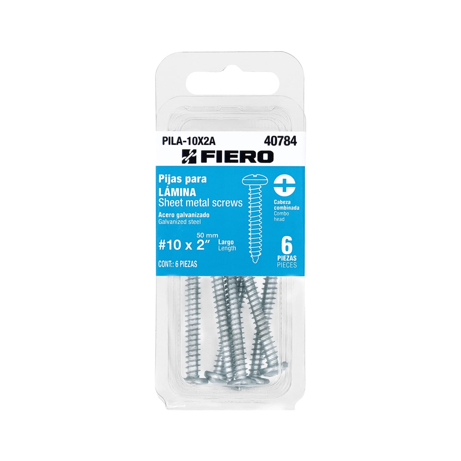 Pija P/Lamina Blister #10 x 2" 6 Pzs PILA-10X2A Fiero