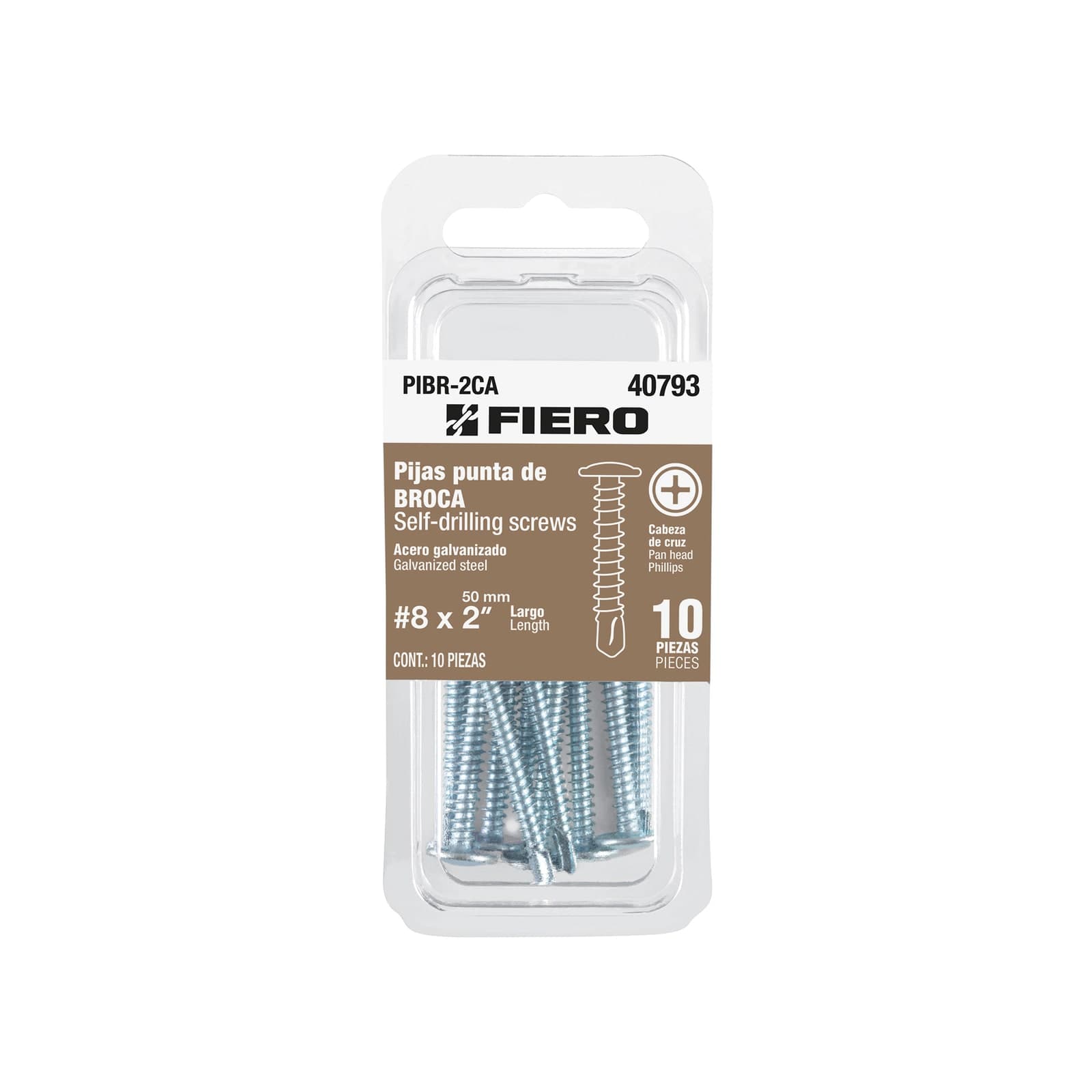 Pija Punta Broca Cabeza Cruz Blister 2" 10 Pzs PIBR-2CA Fiero