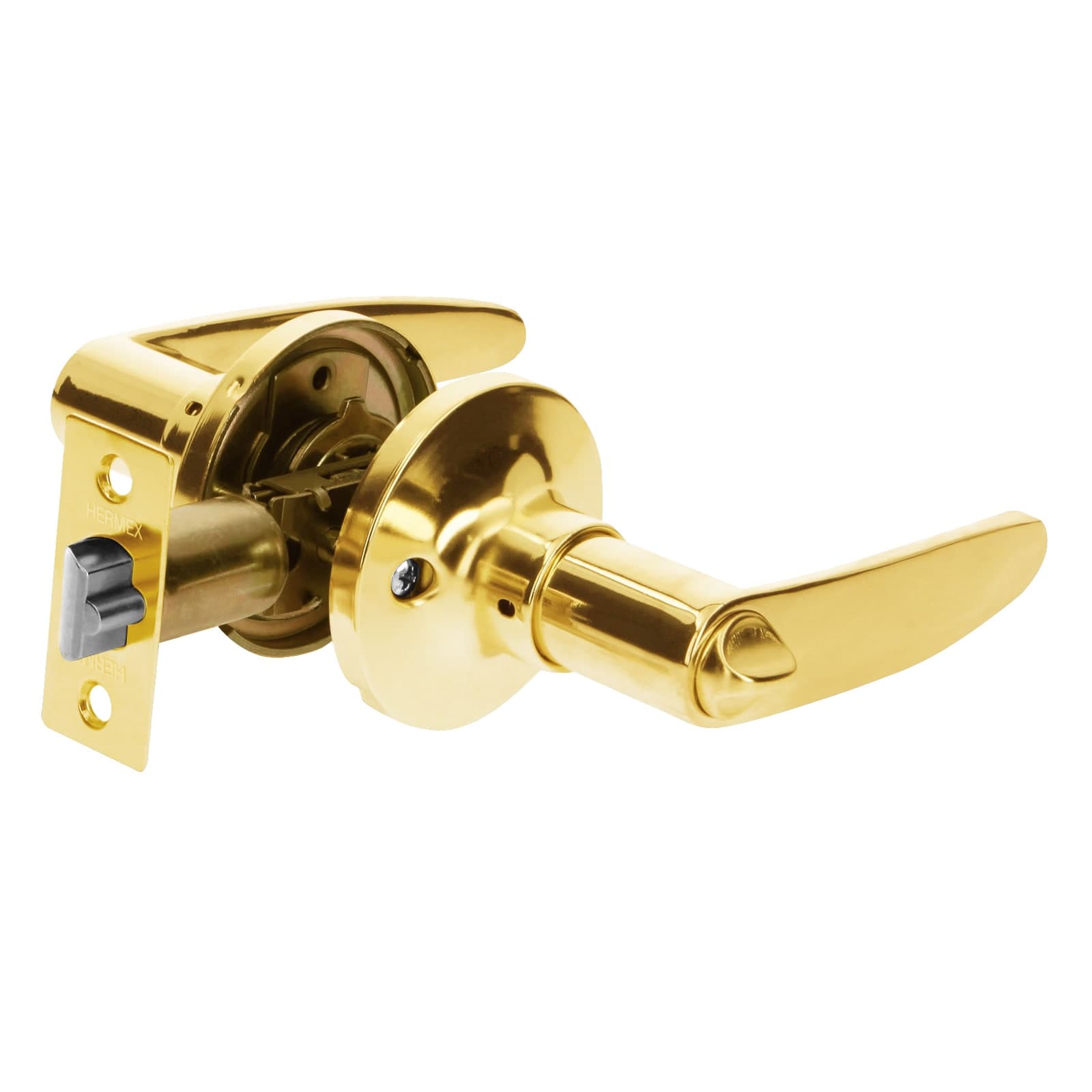 Cerradura Manija P/Recamara Blister Laton Brillante CEMA-1R Hermex