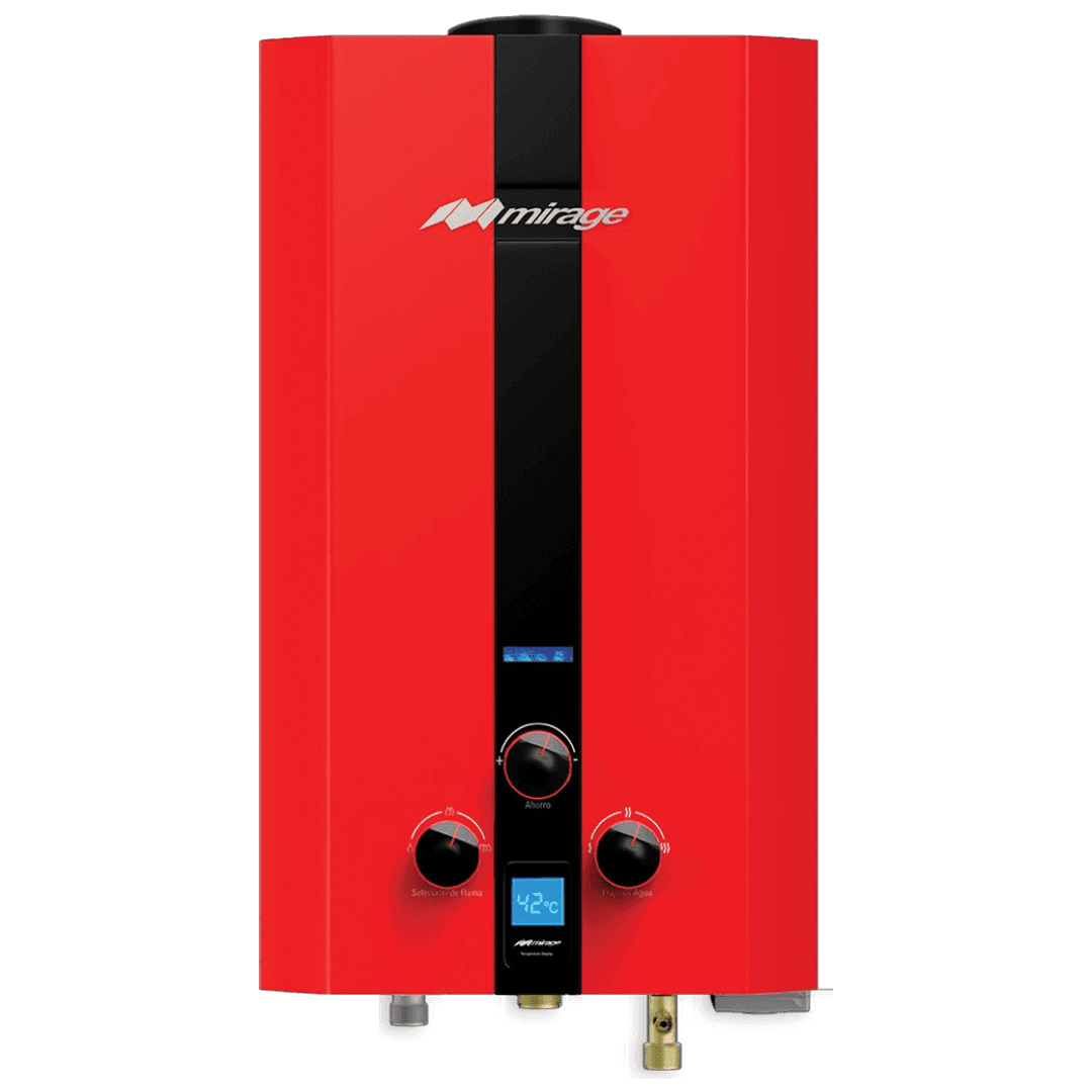 Boiler Paso Instantáneo 06 LT Gas LP 1 Servicio Serie Flux Rojo MBF06ZB Mirage